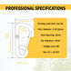 Professional specifications chart detailing the exact dimensions, eyelet diameter, and gate opening for the heavy-duty stainless steel rigging snap hook.