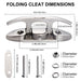 Technical dimension chart providing exact length, width, and hole spacing measurements for the stainless steel flip-up folding boat cleat.