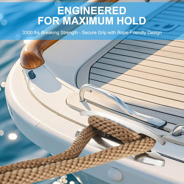 Stainless steel pop up cleat installed flush on a boat gunwale