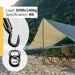 Action shot demonstrating the setup of a storm-proof outdoor canopy, utilizing a heavy-duty metal turnbuckle to firmly anchor the shade sail.
