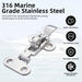 Durability icons for T316 marine grade stainless steel used in RiaYer hatch latches.