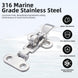 Durability icons for T316 marine grade stainless steel used in RiaYer hatch latches.
