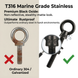 RiaYer T316 marine grade stainless steel eye bolts showing absolute rustproof performance over 304 steel.
