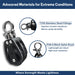 Hybrid marine pulley construction featuring T316 stainless steel fittings and lightweight PA66 nylon body.