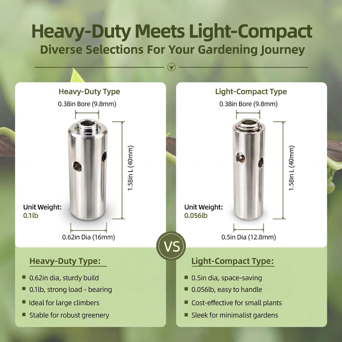 Quality comparison chart demonstrating the thick, solid construction of RiaYer's stainless steel cross clip against a hollow, flimsy standard alternative.