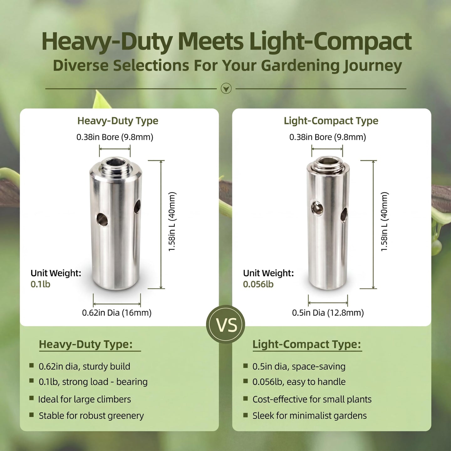 Quality comparison chart demonstrating the thick, solid construction of RiaYer's stainless steel cross clip against a hollow, flimsy standard alternative.