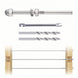 Included components for the RiaYer threaded stud kit featuring tensioners, drill bits, wrench, and through-post installation diagram.
