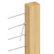 Diagram showing RiaYer threaded stud tensioner passing through a wood post for maximum tension.