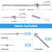 Dimensions and included parts for the RiaYer adjustable toggle turnbuckle cable railing kit.