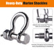 Breakdown of the triple lock safety pin shackle showing bolt nut and cotter pin