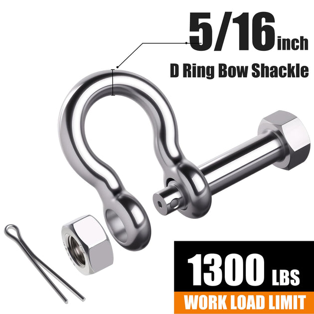 Breakdown of the triple lock safety pin shackle showing bolt nut and cotter pin