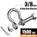 Breakdown of the triple lock safety pin shackle showing bolt nut and cotter pin