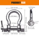 Breakdown of the triple lock safety pin shackle showing bolt nut and cotter pin
