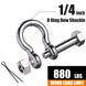 Breakdown of the triple lock safety pin shackle showing bolt nut and cotter pin