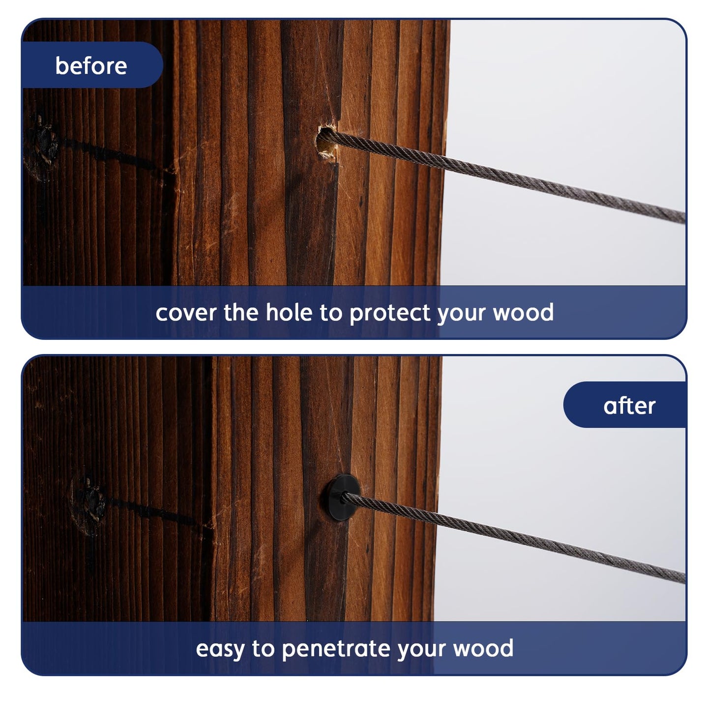Before and after visual comparison demonstrating the dramatic aesthetic upgrade achieved by switching from bulky external turnbuckles to minimalist hidden hardware.