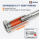 3D cross-section showing the upgraded 0.77-inch deep internal thread of the hidden receiver. This design ensures stronger bite force and higher tensile safety compared to standard easily stripped threads.