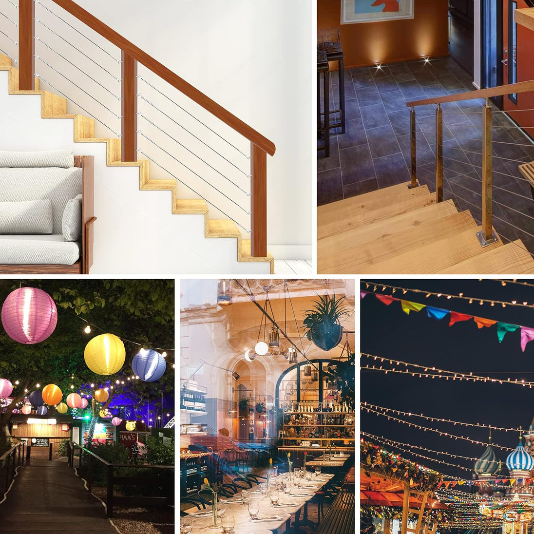 Versatile applications for RiaYer toggle kits on staircases, decks, and outdoor patios.