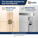 The versatile solution for any post material. Close-up diagrams demonstrating how the invisible cable railing fittings are perfectly compatible with both 2x2 to 4x4 wood posts and steel or aluminum metal posts.