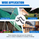 Wide applications of black pad eye straps including camping, boat rigging, and garden decoration.