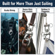 Versatile applications for RiaYer silver snap shackle including scuba diving, dog leashes, and flagpoles.