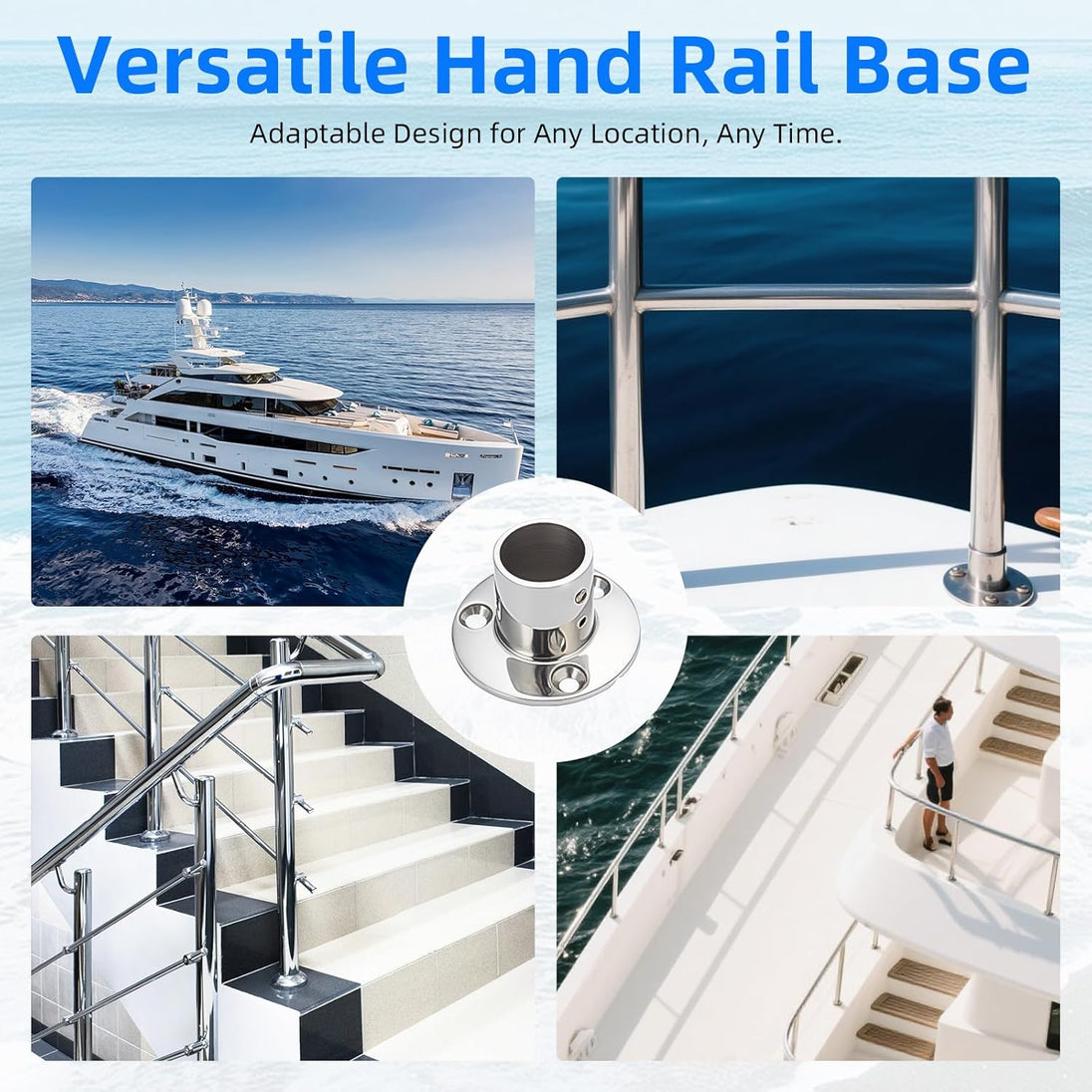 Various applications of the 90 degree vertical marine tube connector on flat boat decks