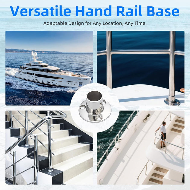Various applications of the 90 degree vertical marine tube connector on flat boat decks