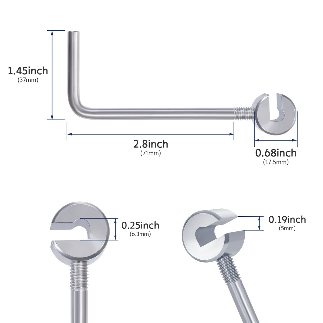 Dimensions and size specifications of the RiaYer wire rope gripping tool.