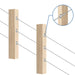 Diagram illustrating 1/8 inch wire rope passing smoothly through an angled protective sleeve in a wood post.