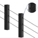 Diagram illustrating 1/8 inch wire rope passing smoothly through an angled protective sleeve in a wood post.