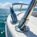 60 degree marine rail socket fitting installed on a yacht handrail for 1.2 inch tubing